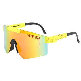 Solbriller til sport - Rød brilleglas og gul brillestel